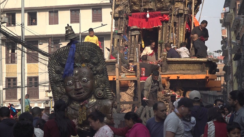 मछिन्द्रनाथ र मिननाथको रथ आज मंगलबजारबाट सुन्धारा तानिँदै