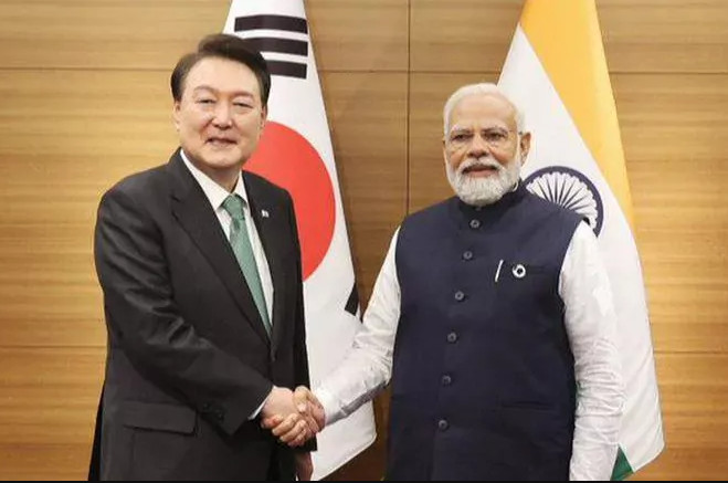कोरियाली राष्ट्रपति सुक येल र प्रधानमन्त्री मोदीबीच भेटवार्ता