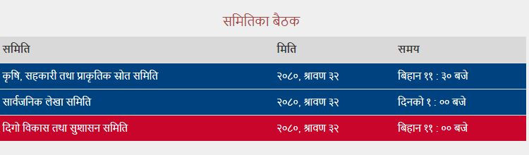 तीनवटा संसदीय समितिको बैठक बस्दै