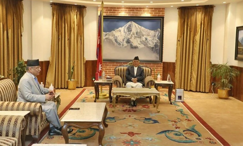 अमेरिका भ्रमणका बारे राष्ट्रपतिलाई गराए प्रधानमन्त्रीले जानकारी