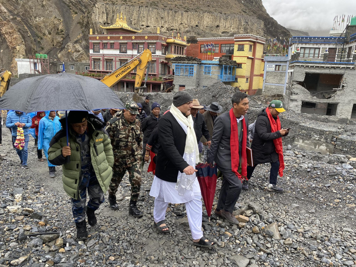 बाढी प्रभावित क्षेत्र कागबेनी पुगे गण्डकीका मुख्यमन्त्री पाण्डे