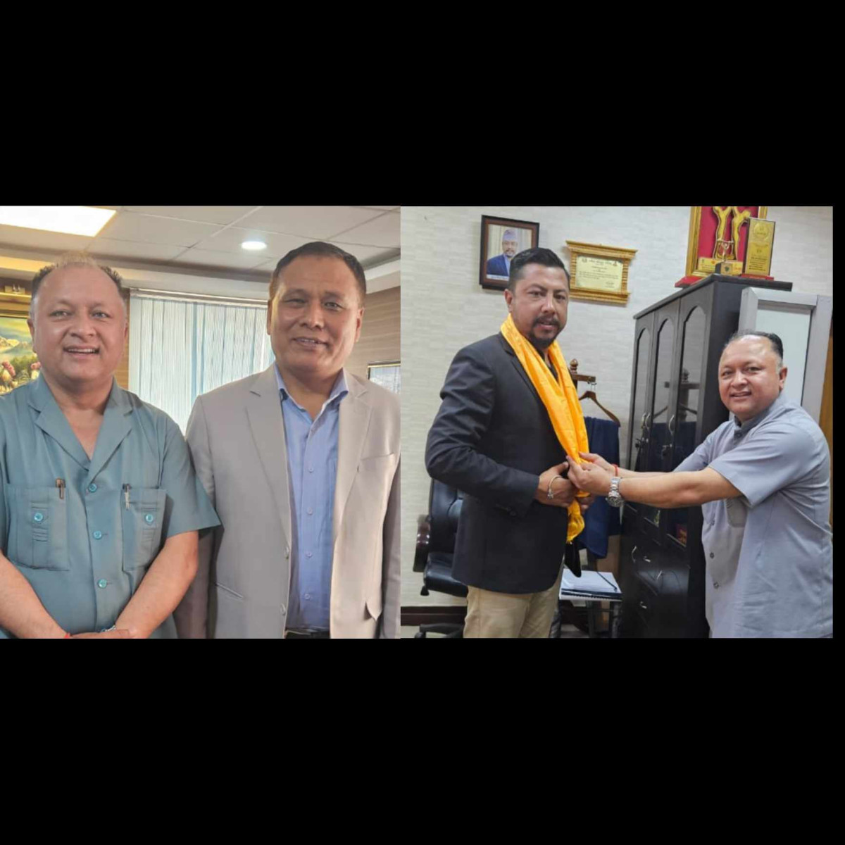 सोताङ गाउँपालिकाका अध्यक्ष  खिलराज बस्नेतले भेटे कुलमान घिसिङ र खेलकुदमन्त्री बिराजभक्त श्रेष्ठलाई