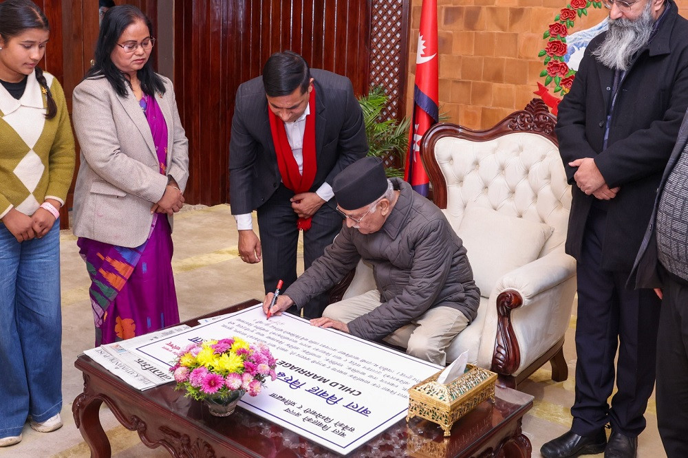 बालविवाह मुक्त नेपाल राष्ट्रिय अभियानलाई प्रधानमन्त्रीको शुभकामना