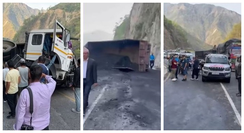 मुग्लिन–नारायणगढ सडक खण्डमा ट्रक पल्टिँदा बन्द भएको बाटो खुलाउने काम चल्दै