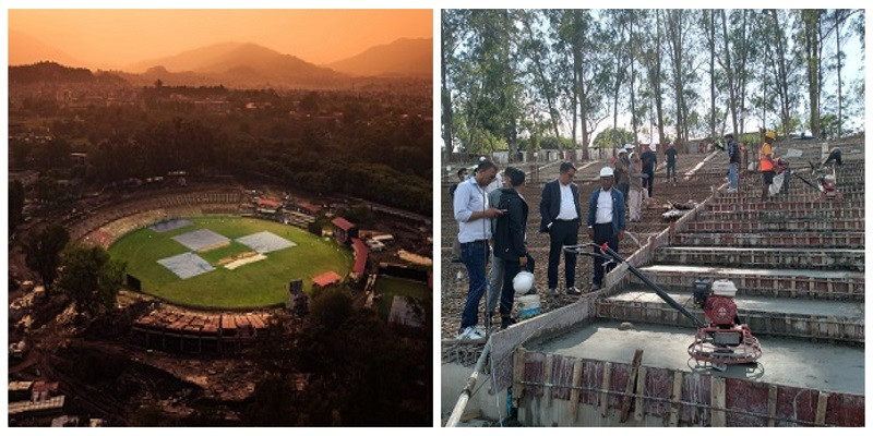 त्रिवि क्रिकेट रङ्गशालाको प्यारापिट ढलान शुरू