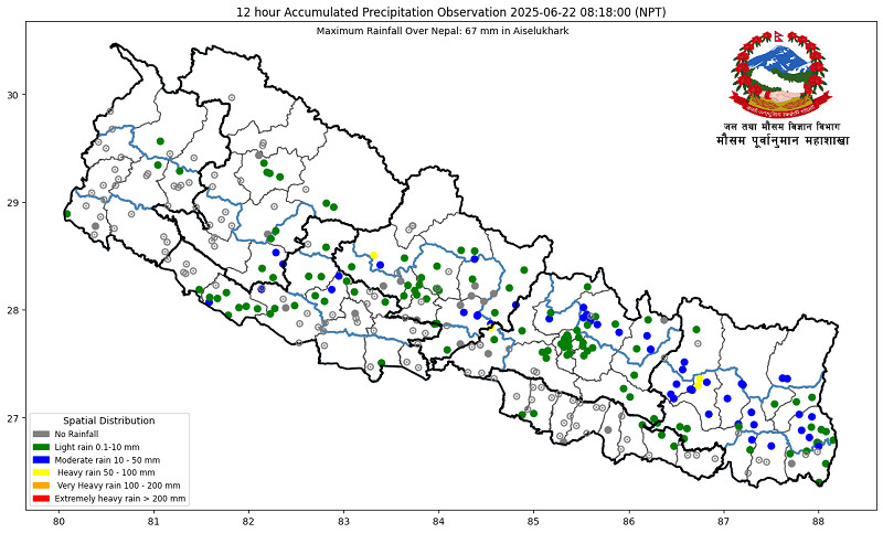 देशका धेरै ठाउँमा दिउँसो घाम, राति वर्षा