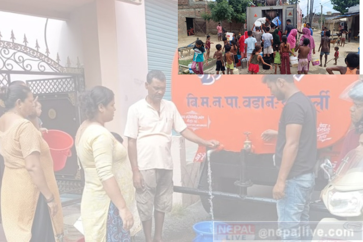 वीरगञ्जमा बढ्दै खानेपानी संकट, समाधानका लागि बस्तीमा महानगरको ट्यांकर