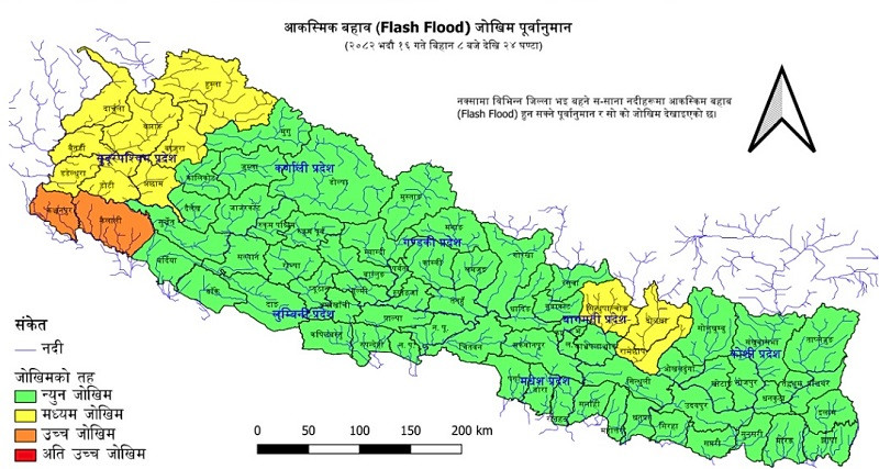 कैलाली र कञ्चनपुरसहितका केही जिल्लामा बाढीको जोखिम