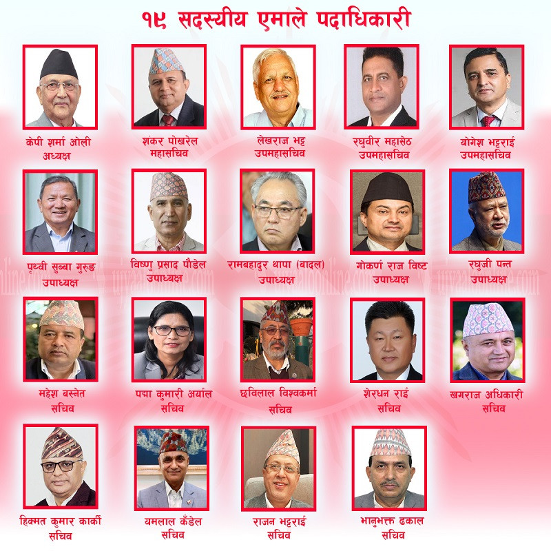 १९ एमाले पदाधिकारीमा दुई जना बाहेक सबै ओली समूहबाट